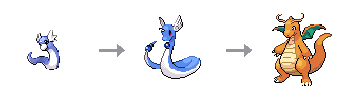 Dratini, Dragonair e Dragonite